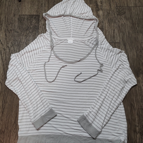 Shimera Gray and White Striped Hooded Top Size XL - Picture 4 of 9